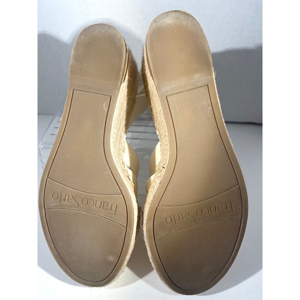 Franco Sarto Sandals Womens 7M White Carmina Espadrille Wedge Leather Platform - Picture 9 of 9